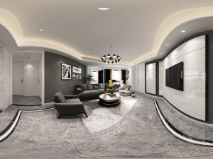 panoramic contemporary style living room dining room 97 Model 3D