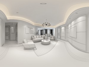 panoramic contemporary style living room dining room 97 3D 모델
