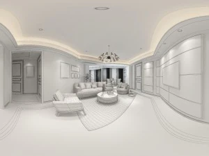 panoramic contemporary style living room dining room 97 3D Model