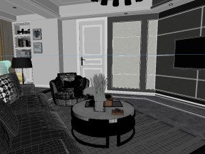 panoramic contemporary style living room dining room 97 3D 모델