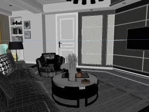 panoramic contemporary style living room dining room 97 3D Model