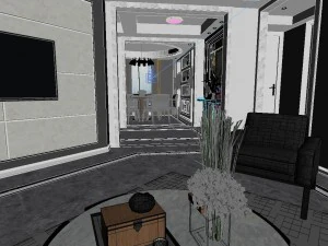 panoramic contemporary style living room dining room 97 3D Model
