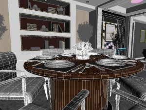 panoramic contemporary style living room dining room 97 3D 모델