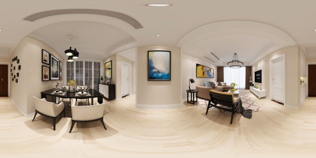 panoramic modern style living room restaurant space 98 3D मॉडल .c4d .max .obj .3ds .fbx .stl .blend 