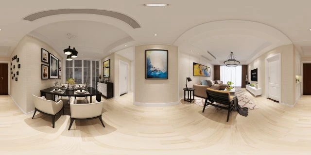 panoramic modern style living room restaurant space 98 3D Model .c4d .max .obj .3ds .fbx .stl .blend 