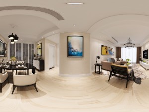 panoramic modern style living room restaurant space 98 Modèle 3D