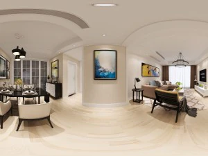 panoramic modern style living room restaurant space 98 3D Model