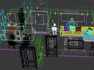 panoramic modern style living room restaurant space 98 3D Model