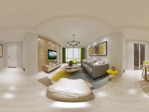 panoramic modern style living room restaurant space 99 Modèle 3D