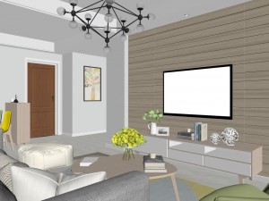 panoramic modern style living room restaurant space 99 3D Model