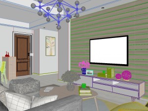 panoramic modern style living room restaurant space 99 3D Model