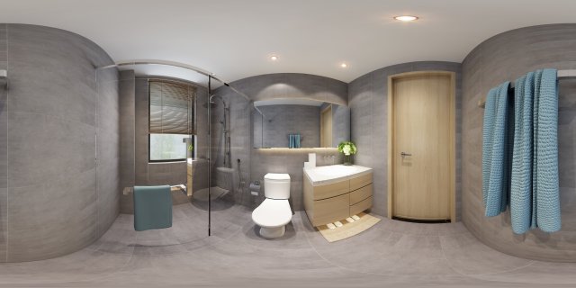 panorama 360 modern style bathroom toilet space 01 3D Model .c4d .max .obj .3ds .fbx .stl .blend 