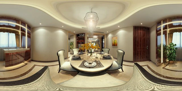 panoramic neo-classical style dining room kitchen space 01 3D Model .c4d .max .obj .3ds .fbx .stl .blend 