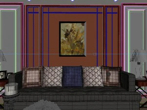 panoramic neo-classical style dining room kitchen space 01 3D Model