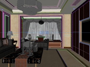 panoramic neo-classical style dining room kitchen space 01 Modèle 3D