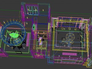 panoramic neo-classical style dining room kitchen space 01 Modèle 3D