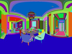 panoramic neo-classical style dining room kitchen space 02 3D Модель