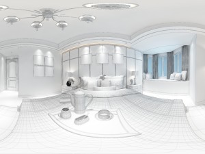 panoramic neo-classical style family bedroom space 02 3D मॉडल