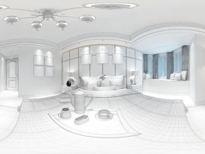 panoramic neo-classical style family bedroom space 02 3D Model