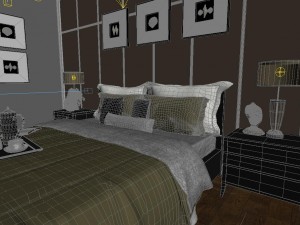 panoramic neo-classical style family bedroom space 02 3D मॉडल