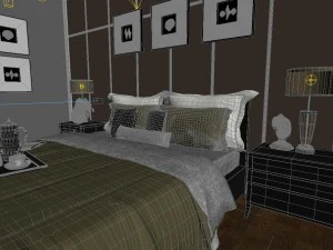 panoramic neo-classical style family bedroom space 02 3D Model