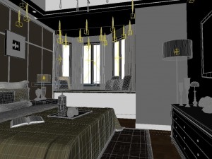 panoramic neo-classical style family bedroom space 02 3D मॉडल