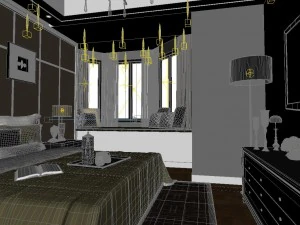panoramic neo-classical style family bedroom space 02 3D Model