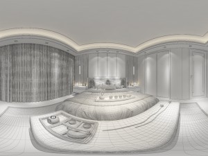 panoramic neo-classical style family bedroom space 03 Modèle 3D