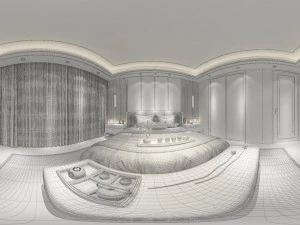 panoramic neo-classical style family bedroom space 03 3D Model
