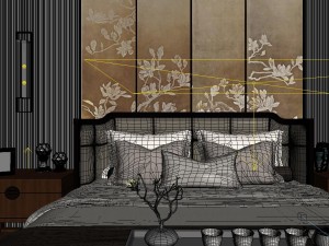panoramic neo-classical style family bedroom space 03 Modèle 3D