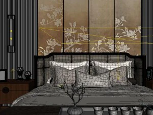 panoramic neo-classical style family bedroom space 03 3D Model