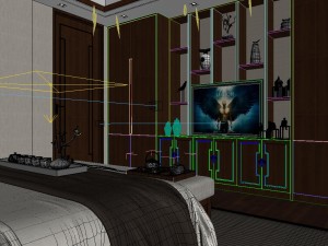 panoramic neo-classical style family bedroom space 03 Modèle 3D