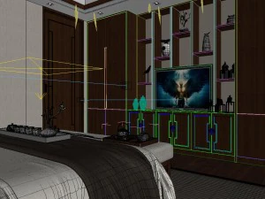 panoramic neo-classical style family bedroom space 03 3D Model