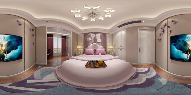 panoramic neo - classical style family bedroom space 04 3D Модель .c4d .max .obj .3ds .fbx .stl .blend