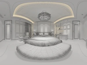 panoramic neo-classical style family bedroom space 05 3D Model