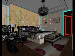 panoramic neo-classical style family bedroom space 05 3D Model