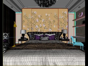 panoramic neo-classical style family bedroom space 05 3D मॉडल