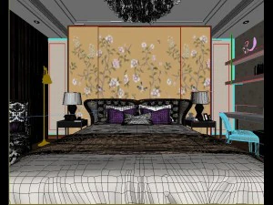 panoramic neo-classical style family bedroom space 05 3D Model