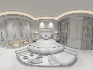 panoramic neo-classical style family bedroom space 08 3D Model