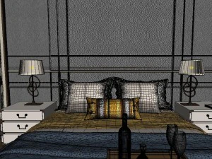 panoramic neo-classical style family bedroom space 09 3D Model