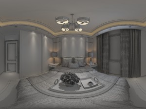 panoramic neo-classical style family bedroom space 10 3D Model