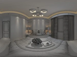 panoramic neo-classical style family bedroom space 10 3D Model