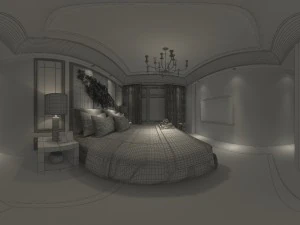 panoramic neo-classical style family bedroom space 11 3D Model