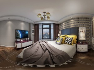 panoramic neo-classical style family bedroom space 12 Modèle 3D