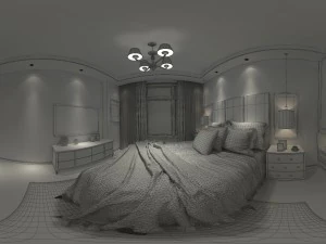 panoramic neo-classical style family bedroom space 12 3D Model