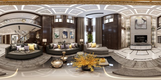 panoramic neo-classical style living room restaurant 01 3D 模型 .c4d .max .obj .3ds .fbx .stl .blend 