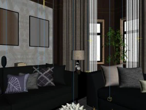 panoramic neo-classical style living room restaurant 01 3D Model