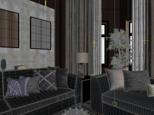 panoramic neo-classical style living room restaurant 01 3D 模型