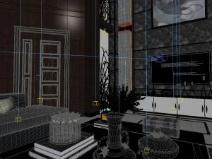 panoramic neo-classical style living room restaurant 01 3D Model