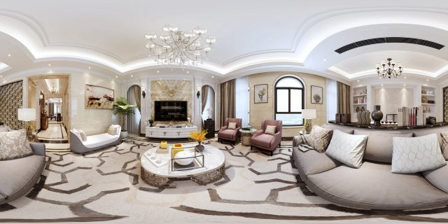 panoramic neo-classical style living room restaurant 02 3D 모델 .c4d .max .obj .3ds .fbx .stl .blend 
